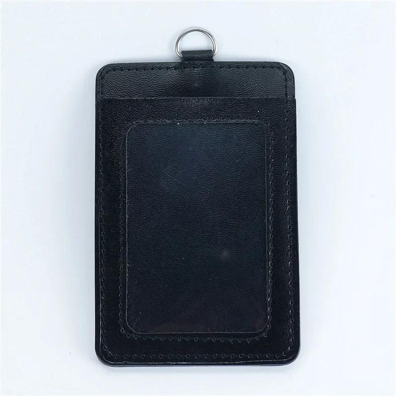 Fashion PU Leather Card Holders Set Women Men Student Retractable Badge Reel ID Card Holder Cover Case Nurse Badge Lanyards