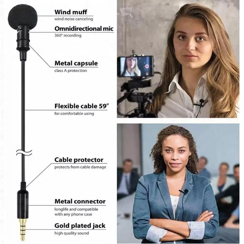 Wired Lapel Microphone Mini Speaker Mic Clip On Lapel Mic for Mobile Phone/PC Laptop For Recording