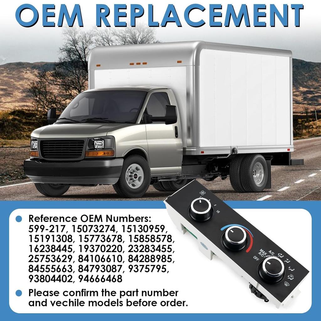 599-217 Heater A/C Control Switch,Front Climate Control Module Compatible With 1996- Chevrolet Express 1500 2500 3500, Chevy C4500 C5500 C6500,1996-
