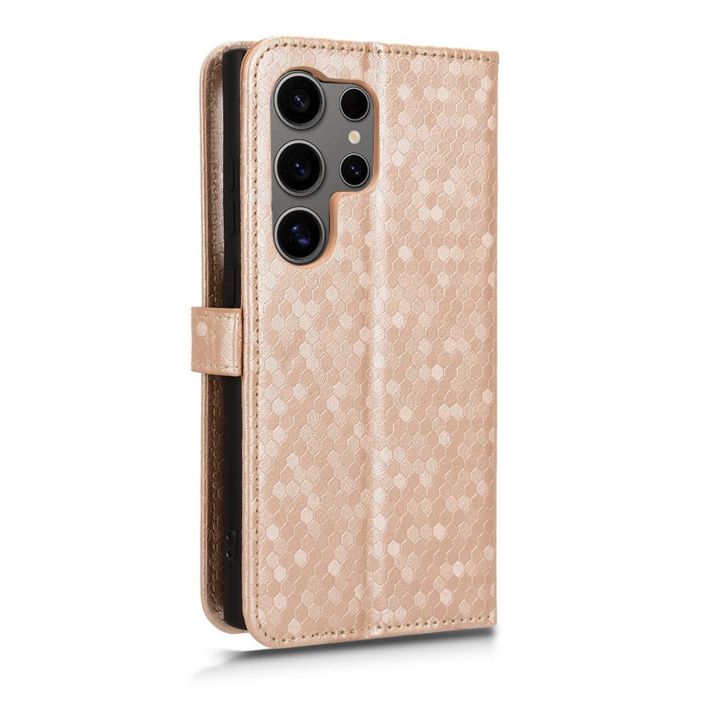 For Samsung Galaxy S24 Ultra Cell Phone Case PU Leather Wallet Imprinted Foldable Stand Cover