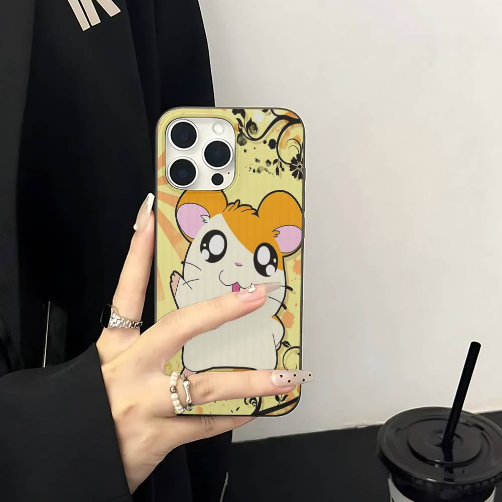 Hamtaro Cute Hamster Kawaii Lovely Corrugated Pattern Case For IPhone 16E SE4 12 17 16 15 14 13 11 Pro Max Stripe Cover