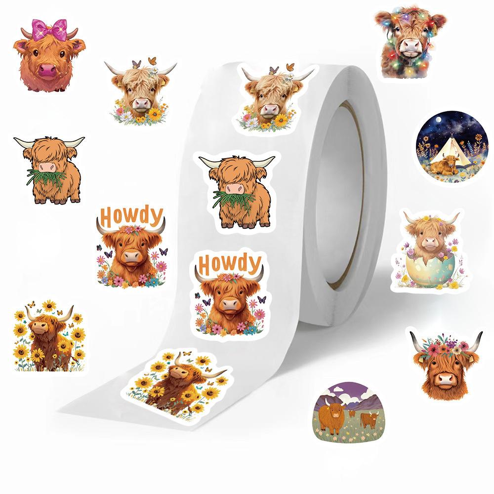 500 Sheets/roll Roll Tape Plateau Cattle Handbook Material Decorative Envelope Special Sealing Sticker