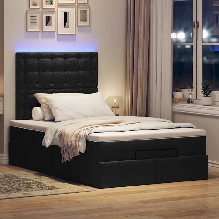 VidaXL Cadre de lit ottoman avec matelas noir 120x200cm tissu 3314164