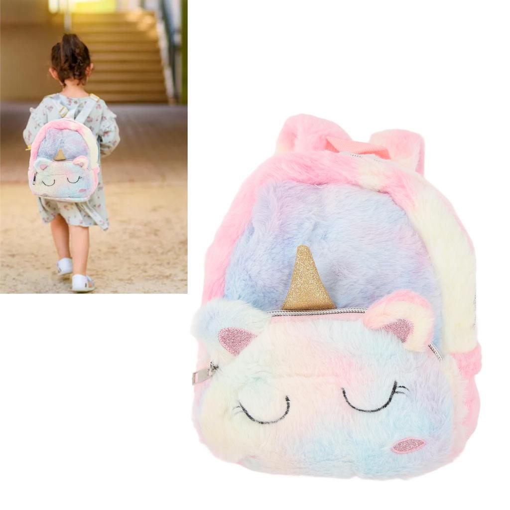 Cute Cartoon Backpack Soft Plush Toy Backpack Compact Schoolbag with   Strap for Girls Kids Toddlers