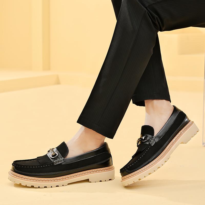 Fashion Leather Shoes Man Casual Loafers Luxury Design Slip on Male Dress Shoes Leisure Style Big Size Outdoor Wear-resistant Sole