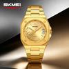 Mens Analog Quartz Wrist Watch Waterproof Luminous Dial Calendar Window Steel Band Square Dress Watches