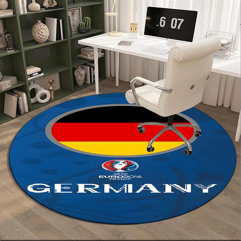 1PC round rug German Football Emblem Printed Round Area Rug ,Rug For Home Office, Round Chair Rug, Decorative Carpet Fan gifts Christmas gift