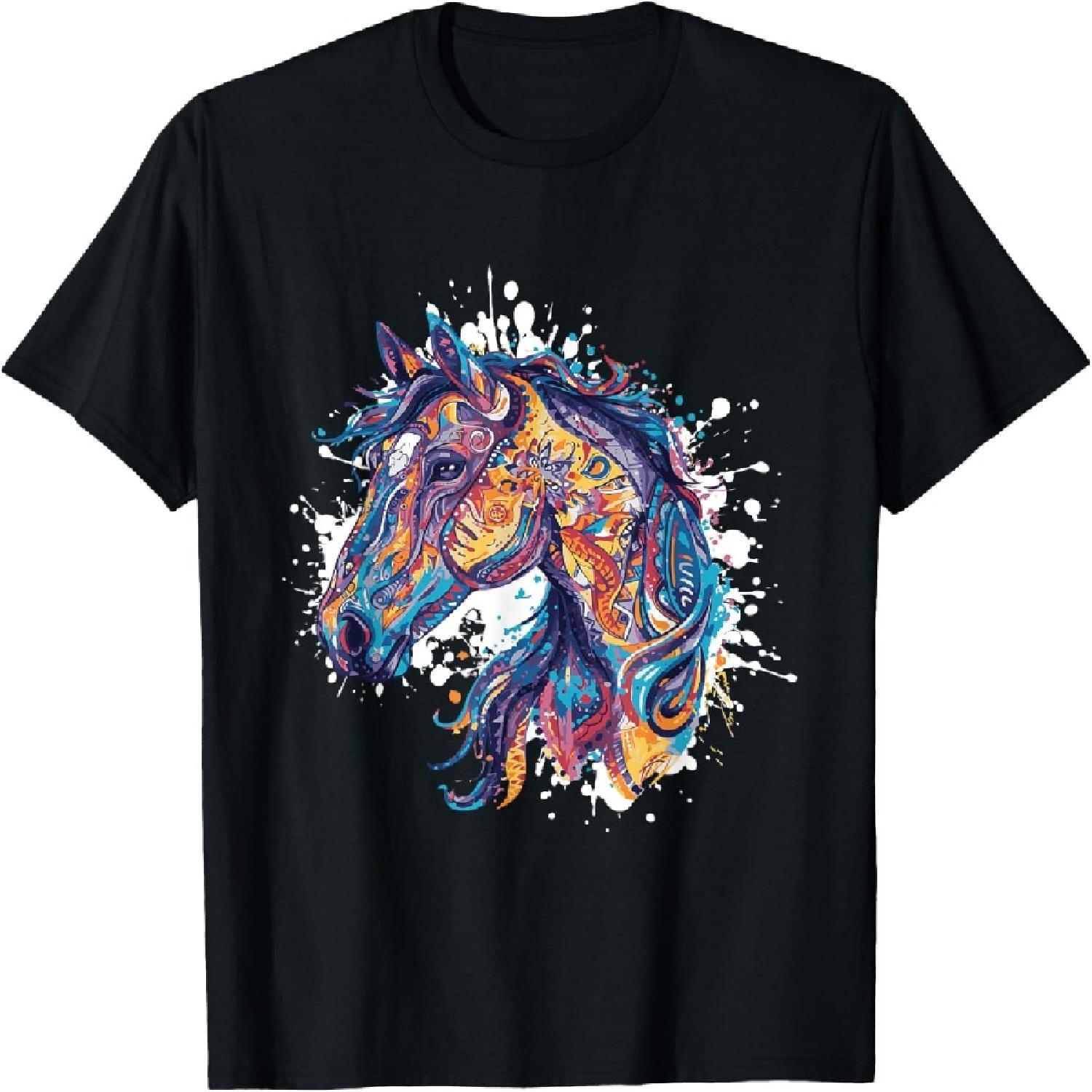 Портрет лошади _ Художественное произведение Голова животного Поп-арт Футболка S