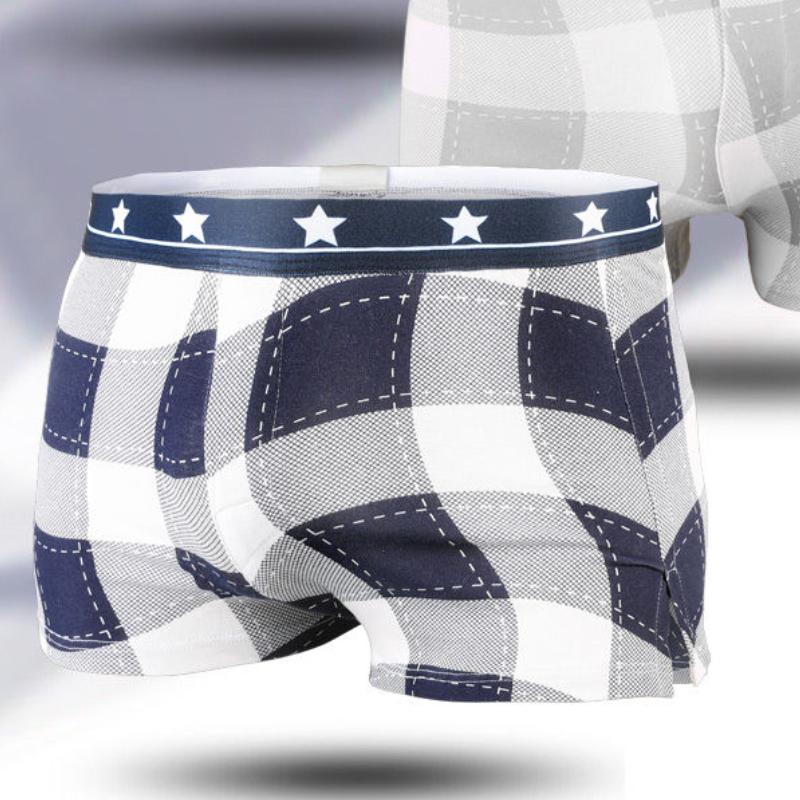 Pánské šortky Kalhotky Prodyšné Sportovní šortky s kostkovaným potiskem U-konvexní 3D rozkrok Spodní prádlo Pohodlné Stylové Elastický pas Široké boxerky
