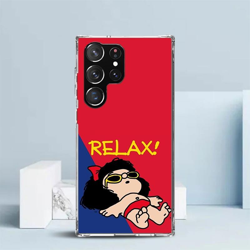 Cartoon Cute Mafalda Phone Case For Samsung Galaxy S24 S25 Edge S26 Ultra S22 S23 Plus S21 + S20 FE Soft TPU Back Cover Galaxy S