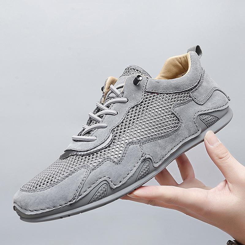 Fashion Men's Leather Shoes Casual Men Sneakers Summer Hollow Soft Loafers Driving Quality Leather Shoes Men Loafers Hot Men's Sneakers