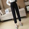 Women's High-Waisted Loose-Fit Cropped Cigarette Pants for Spring/Autumn