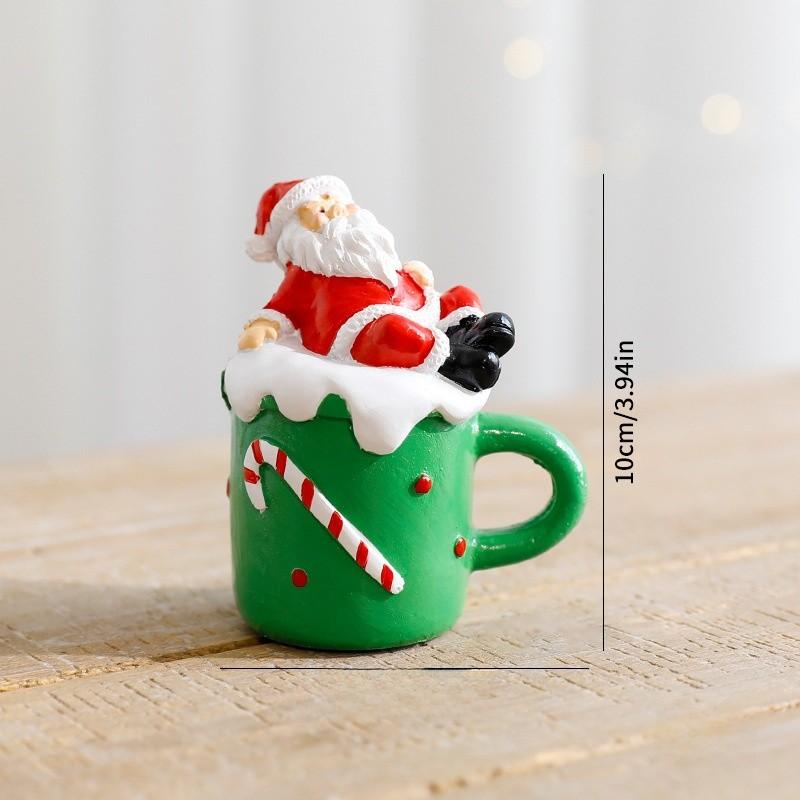 Christmas Resin Statue Gingerbread Snowman Elder Tea Cup Festive Decor Tabletop