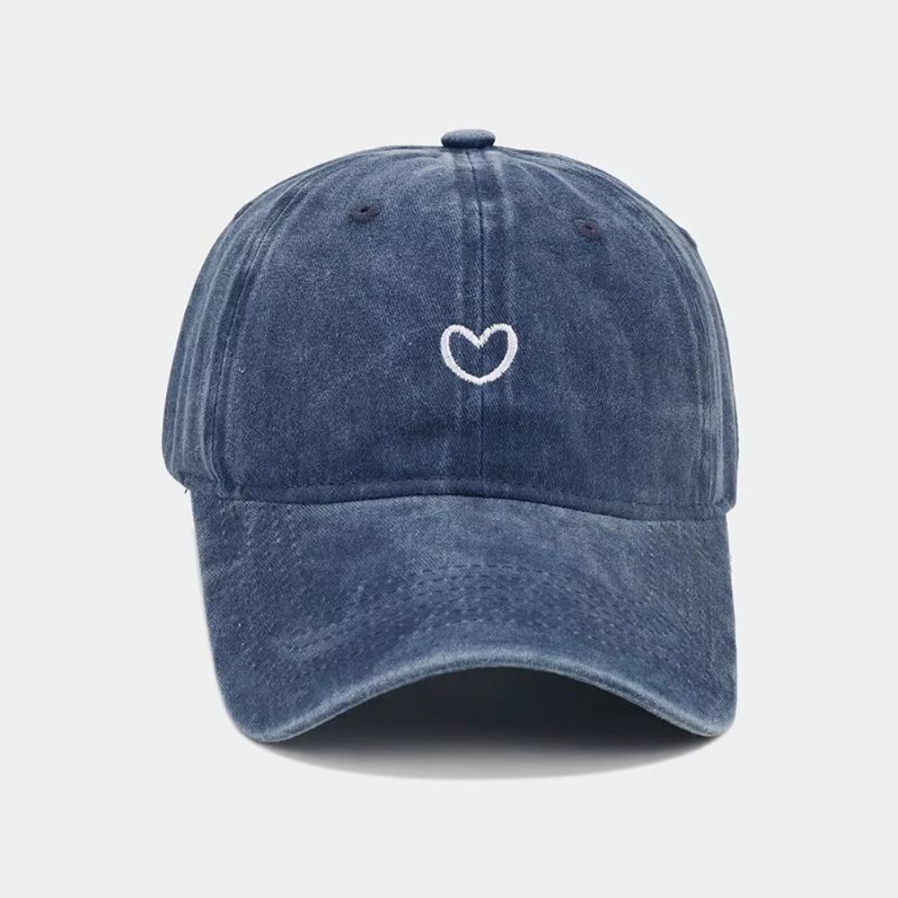 Retro Embroidery Love Baseball Hat Thin Sun Hat Embroidered Heart Baseball Cap Girl темно-синий