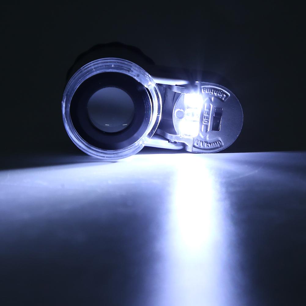 Mikroskopická lupa 50X Mini přenosná s LED světlem detekujícím měnu pro hodnocení šperků
