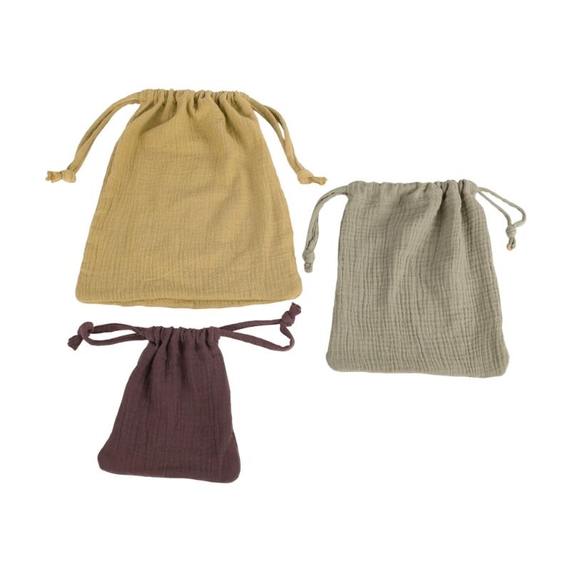 3 Piece Reusable Baby Cloth Storage Bags with Convenient Drawstring Closure Breathable for Toys Clothes & Accessories