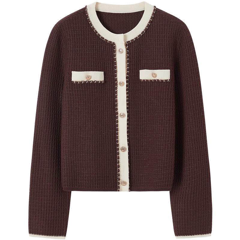 JUZUI Jacquard Sequin Yarn Contrast Sweater