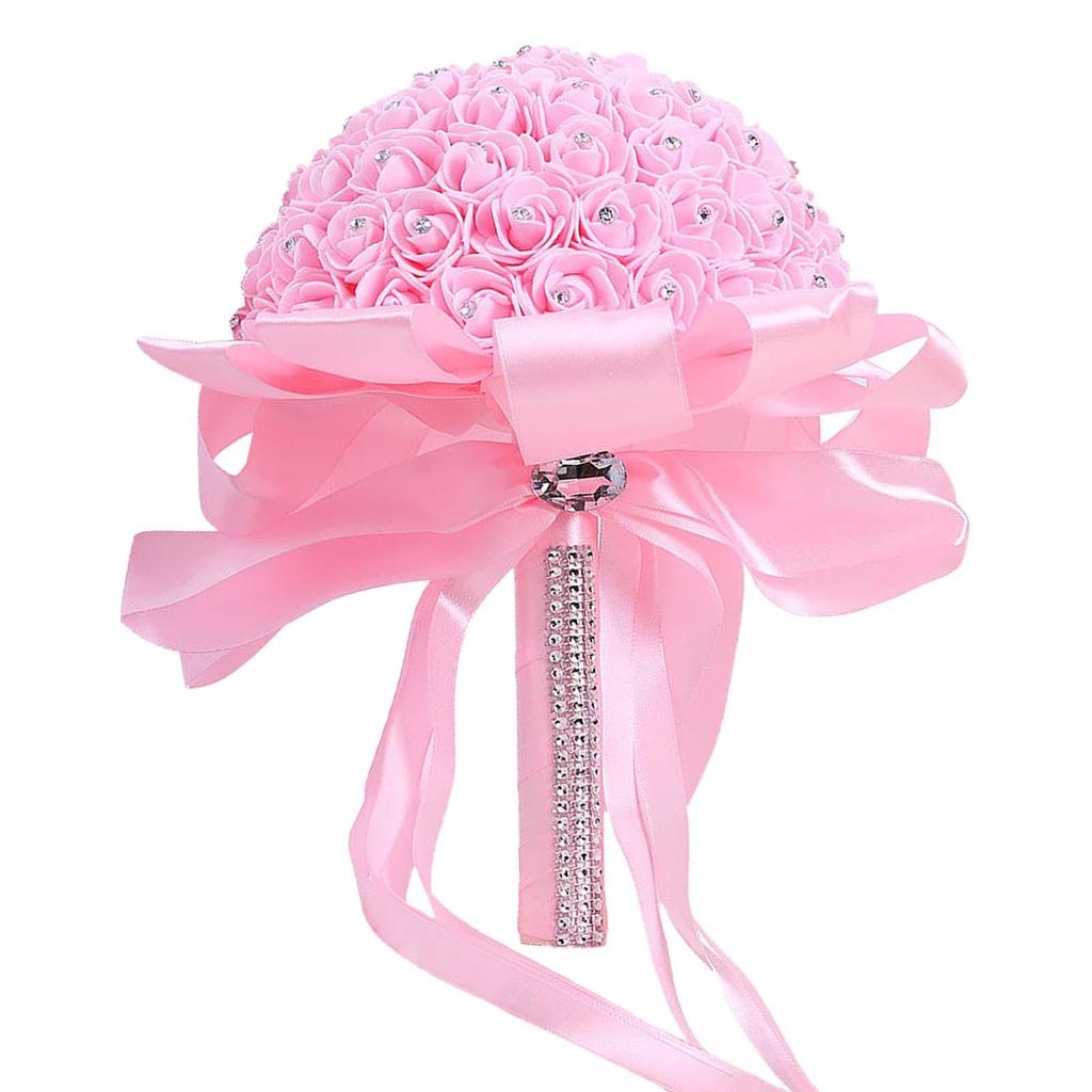 Bridal Bouquet Artificial Roses Flowers Bride Bouquets Ribbon Material Foam Comfortable Decorative