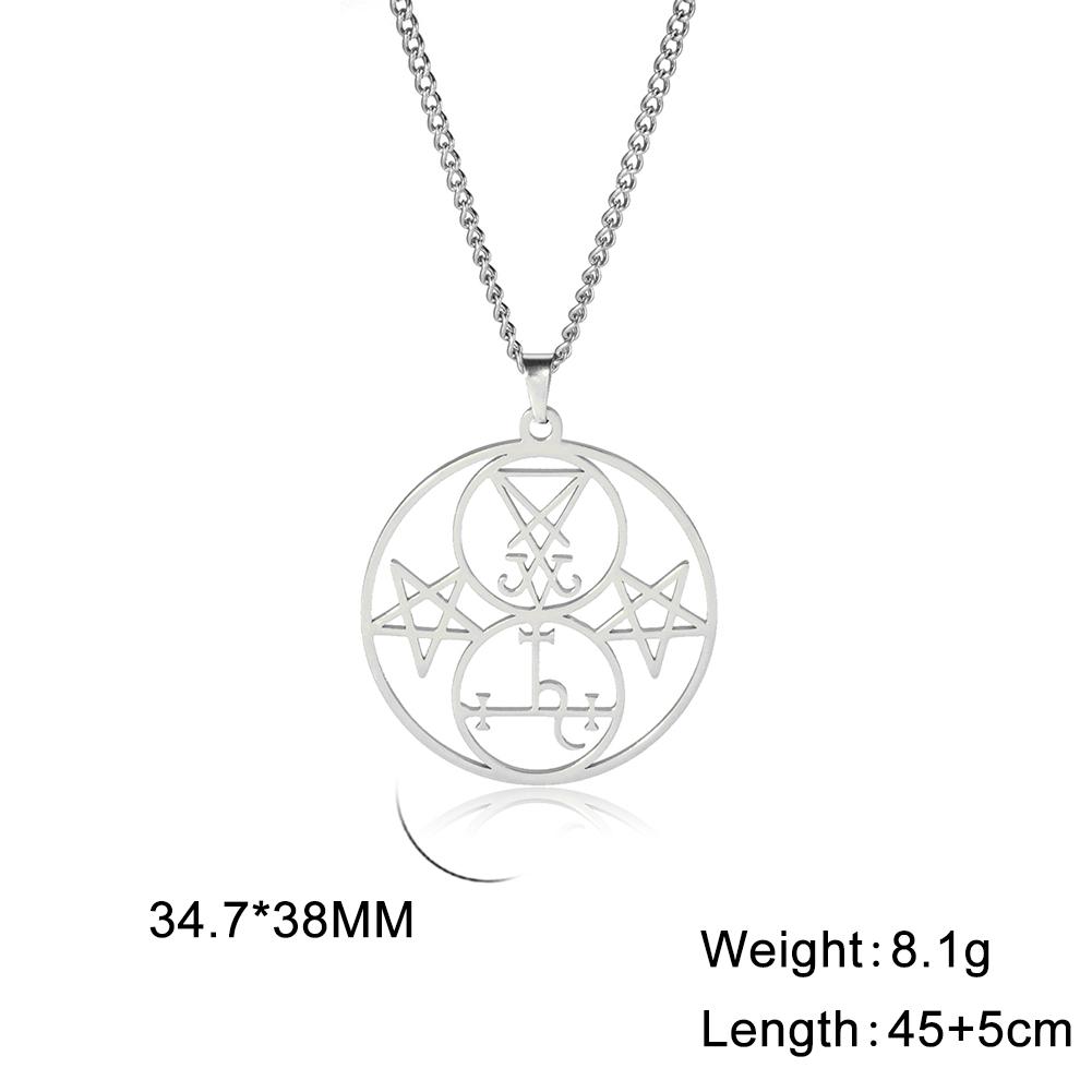 Lucifer Lilith Doppelsiegel Anhänger Halskette Satanisches Pentagramm Amulett Edelstahl Gotischer Schmuck