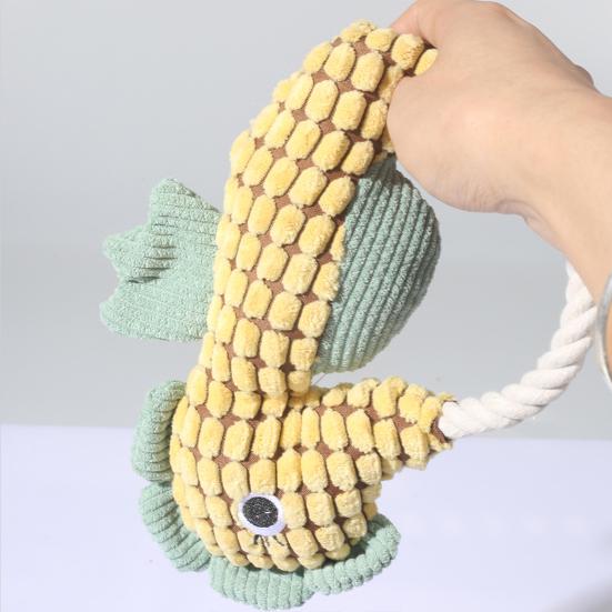 Pet Toy Seahorse Design Dog Boredom Buster Toy with Built-In Rattle Tug-of-War Teeth Cleaning Interactive Dog Toy