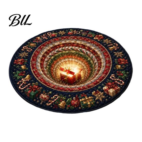 Creatief Cadeau voor Kerst Ronde 3D Vloerkleed, Optische Illusie Vloerkleed Santa Claus Kabouter Gekanteld-achtig Comfortabel Blote Voeten Vloermat Antislip Wasbaar