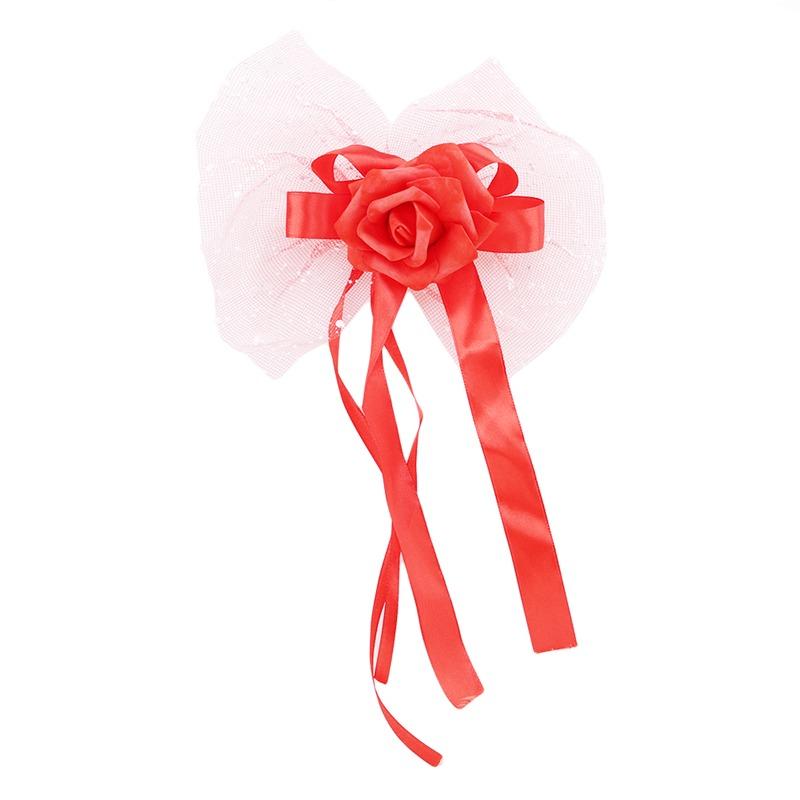 Wedding Car Door Handle Flowers DIY Artificial Cars Rearview Mirror Bouquet Flower Bowknot Ribbon Decors Automotive Accessories