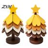 Foldable Dish Holder Christmas Tree Shaped Silicone Trivet Set, Collapsible Heat Resistant Hot Pad Holiday Party Kitchen Decor with Storage
