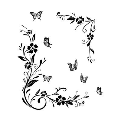Vine Flowers Butterfly Trees Plants Art Wall Stickers Floral Garden Wall Decals Personalized Home Decoration Household DIY Suppl