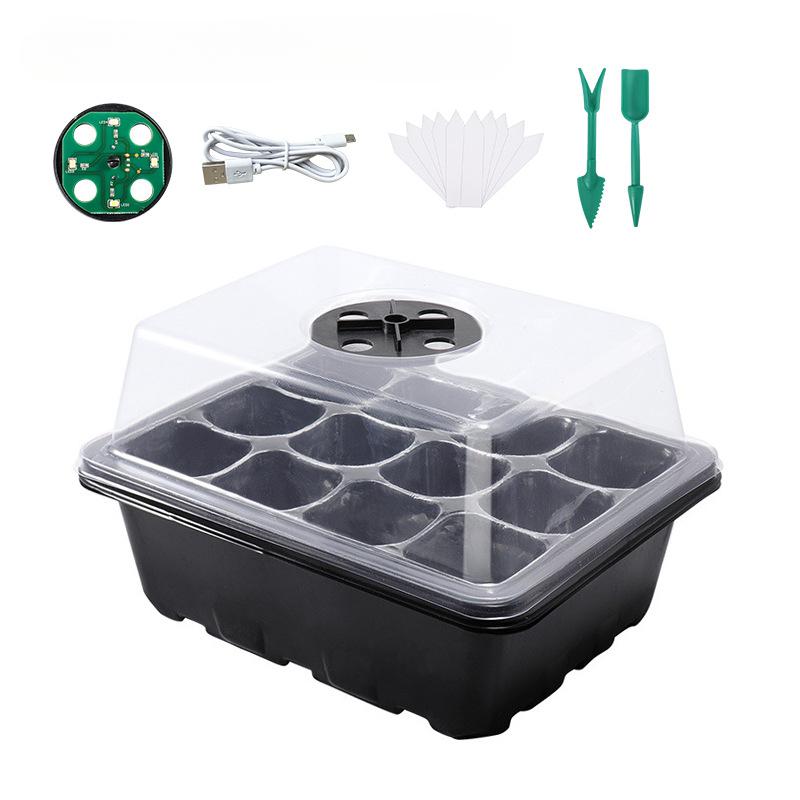 1PC 12-hole Seedling Hole Plate with Lamp Seedling Feeder Plus White Label Special Pot Nutrition Box Plastic Bowl Rectangular Holder