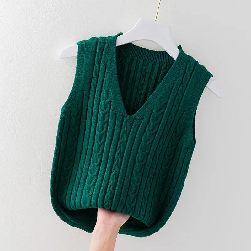 Women's Spring and Autumn Knitted Outer Vest Solid Color Sleeveless Sweater