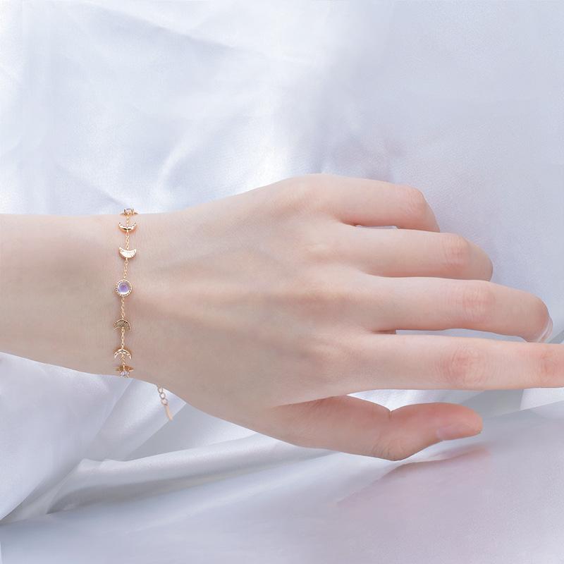 Fashionable New 925 Sterling Silver Moon And Star Chain Bracelet Is Suitable For Women 'S Sterling Silver Jewelry