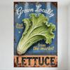 Vintage Rustic Fresh Lettuce Tin Sign - Grown Locally From Market - Blue Aged Wall Decor for Cafe Home Bar Restaurant