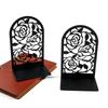 Sturdy Metal Bookends With Not Slip Base Floral Design For Home Office And Study Room