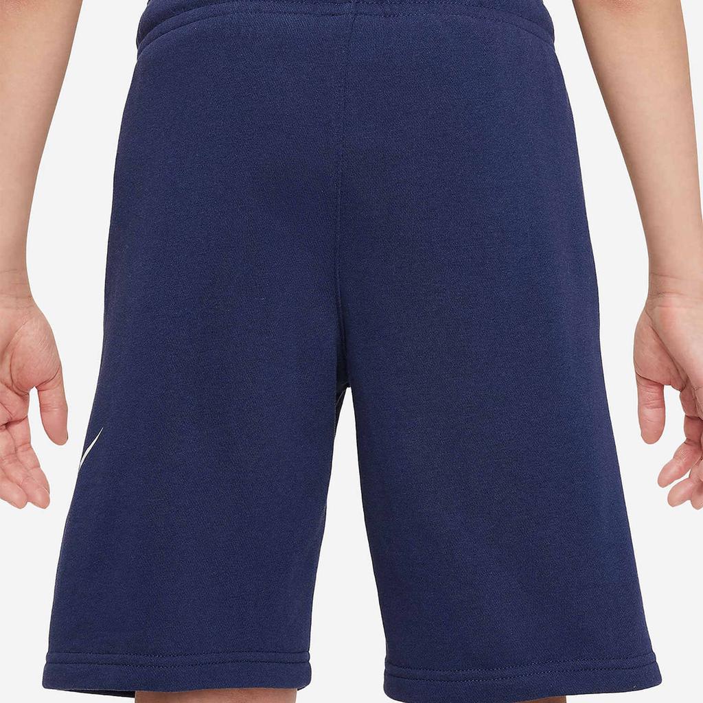 Nike Sportswear Club Fleece Printed Letter Logo Drawstring Straight-Leg Shorts Kids Bottoms Blue CK0509-411