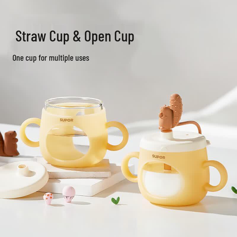 SUPOR Kids Glass Straw Water Bottle
