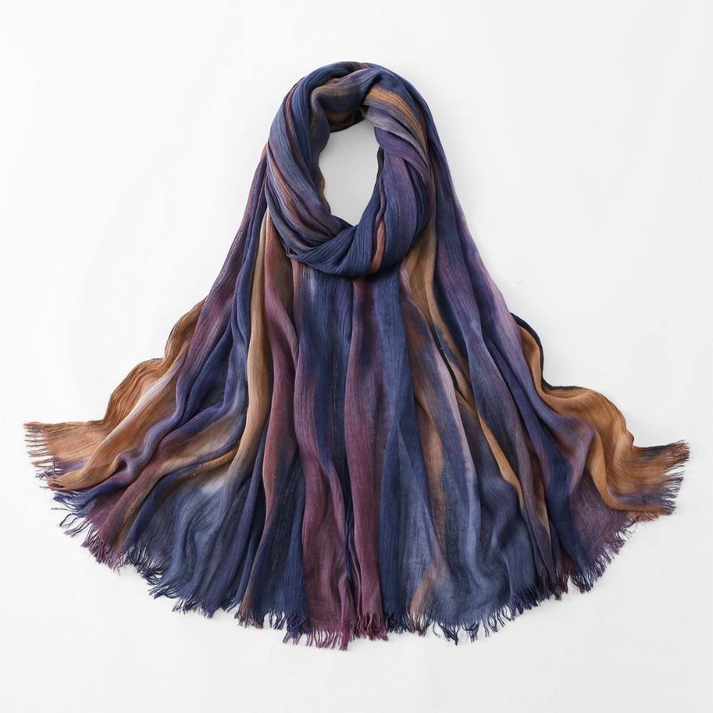 Tie Dye Long Shawl Fringed Head Wrap Chic Hijab Scarf Travel