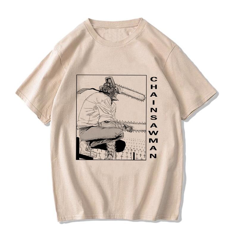 Chainsaw Unisex T Shirt Unisex EU Unisexga Cartoon Pochita Tshirt Japanese Anime Makima Harajuku Graphic Tees Clothing Tops Tshirt