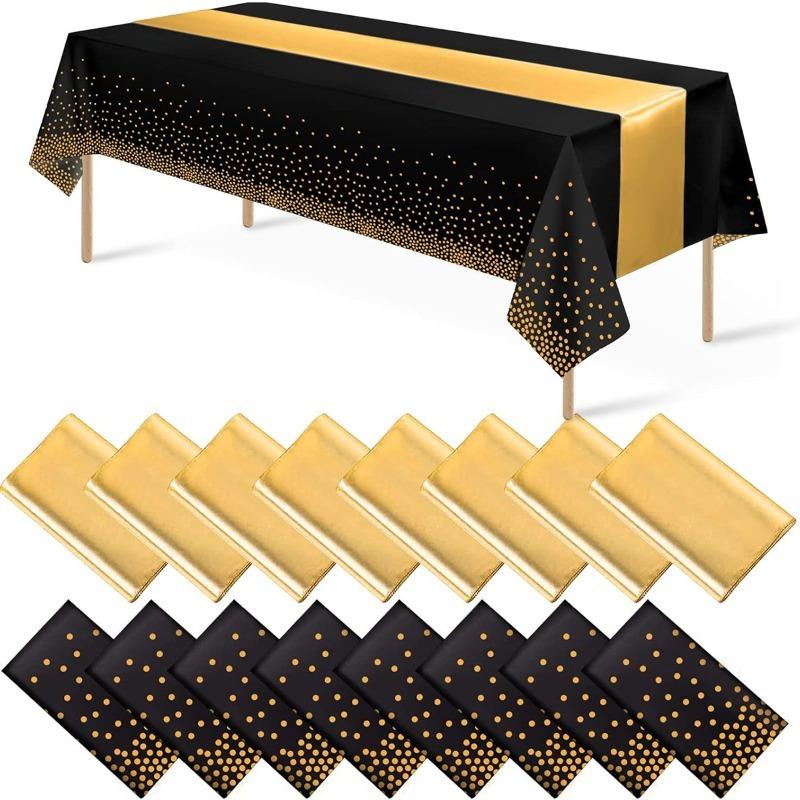 Disposable Polka Dot Tablecloth with Polyester Table Runner Waterproof Oil-Proof for Party Dining Table Decoration