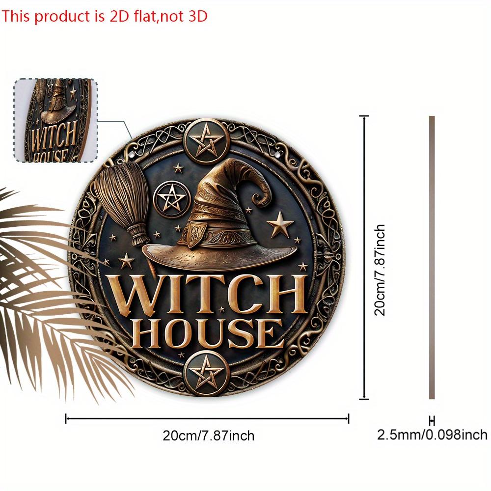 Retro Halloween Wooden Sign with Witch House Design - Unique Wall Pediments - Ideal for Front Door, Yard, Porch, Room Decor