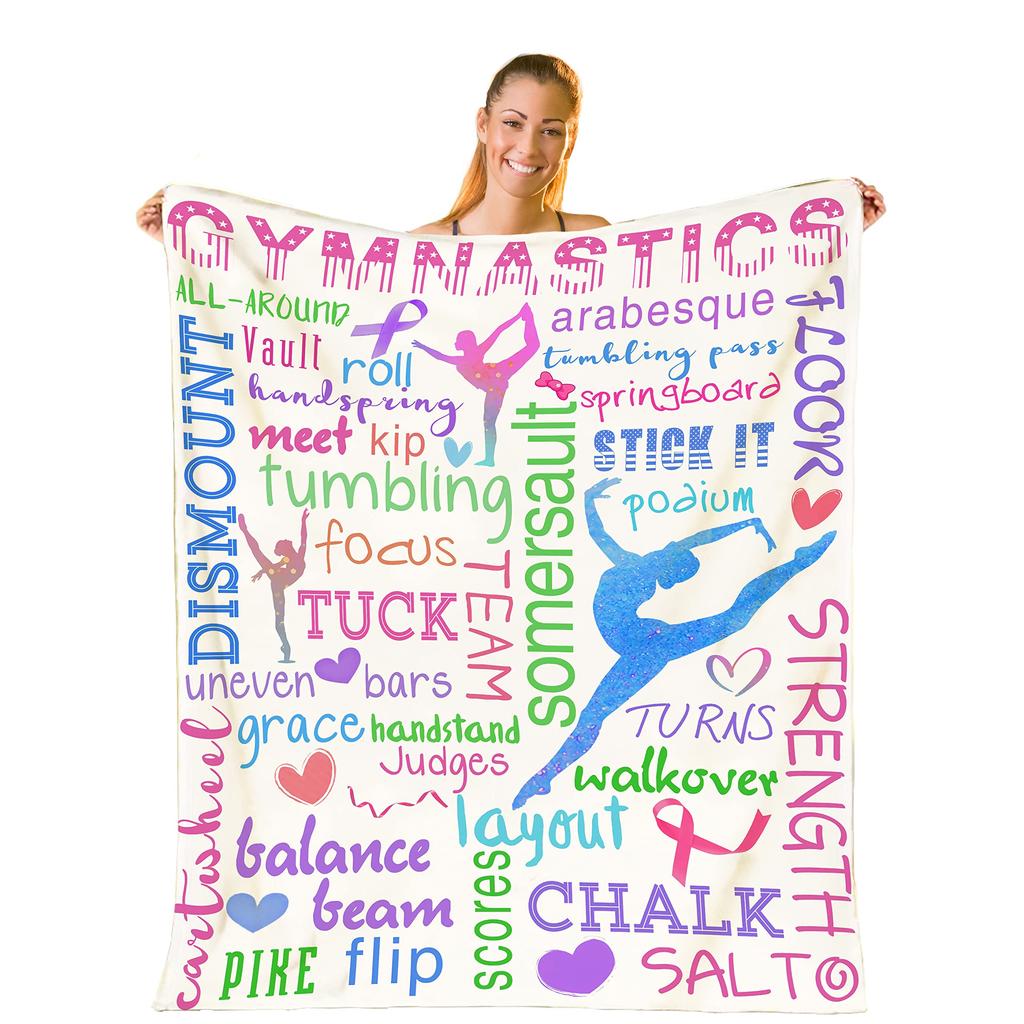 Love Gymnastics Fleece Throw Home Decor Soft Cozy Blanket Bed Couch Sofa for Girls Boys Teens Blanket 50"X40"