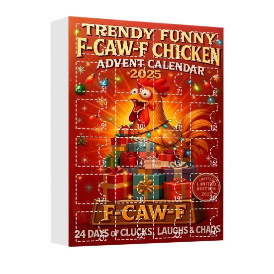 Caw-F Advent Calendar 2025 Chicken Ornaments 24-Day Countdown Box Christmas Tree Hanging Decor Multifunctional Holiday Decoration for Kids