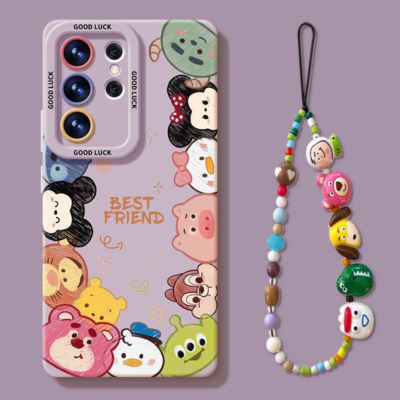 Cartoon avatar mobile phone case with hanging chain, suitable for Samsung S26ultra silicone S25/S24 + cute S23/22 sets