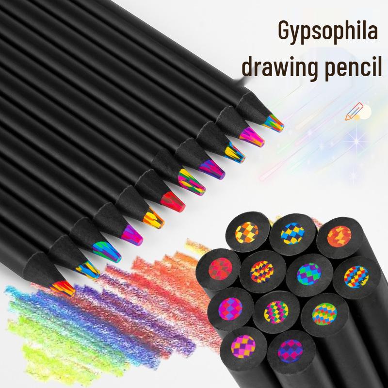 

Многоцветный карандаш для детского рисования из черного дерева и гипсофилы с разноцветным грифелем 8 pieces in OPP bag