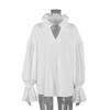 Court style pure cotton wrinkled white shirt women's 1116 spring high-end loose v-neck bubble sleeve long-sleeved top