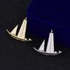 Exquisite Small Sailboat Brooch For Women Men  Temperament Lapel Pins Versatile Shiny Corsage Clothing Accessories Gifts