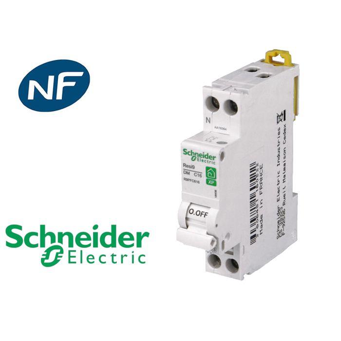 Disjoncteur modulaire RESI9 1P+N courbe C peignable 10A - SCHNEIDER ELECTRIC - R9PFC610