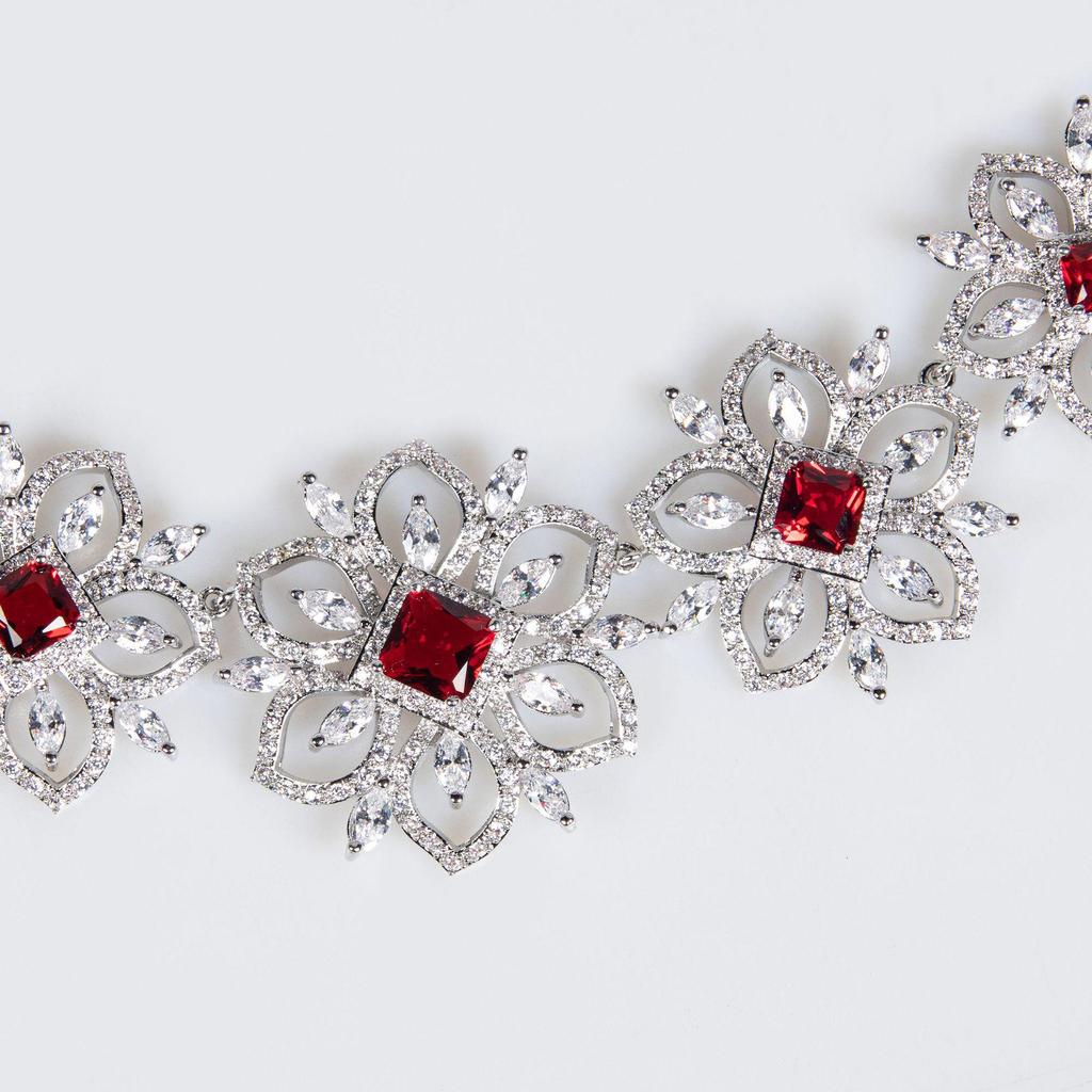 Luxury European & American Necklace & Zircon Earrings Set - Women's High-End Ins Style for Evening & Wedding Dress