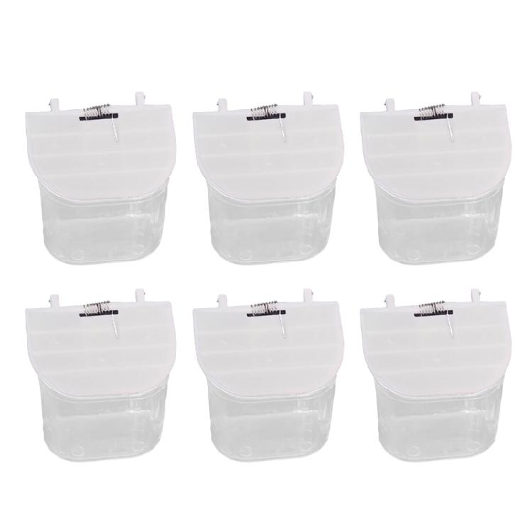 Parrots Feeders Food Container Feeding Box Antispill Birds Feeding Supply Clear Seethrough External Food Cup Feeders 6PC