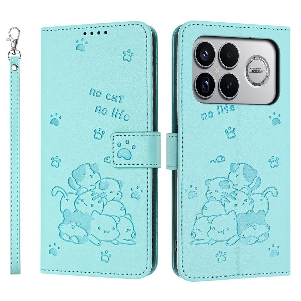 

For Xiaomi Poco F8 Ultra/Redmi K90 Pro Max 5G Wallet Case Cats Imprint Leather Phone Cover with Strap