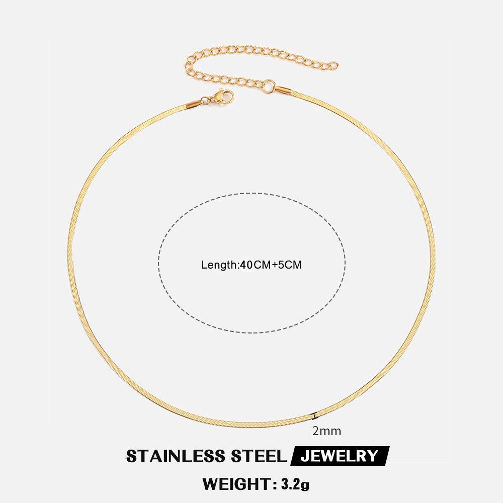 

Stainless Steel Gold Color Snake Chain Necklace for Women Herringbone Choker Neck Chains Minimalist Trend Zircon Gift Hot